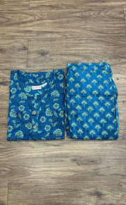 Teal Green Floral Co-ord Set . Versatile Cotton Fabric. | Laces and Frills - Laces and Frills