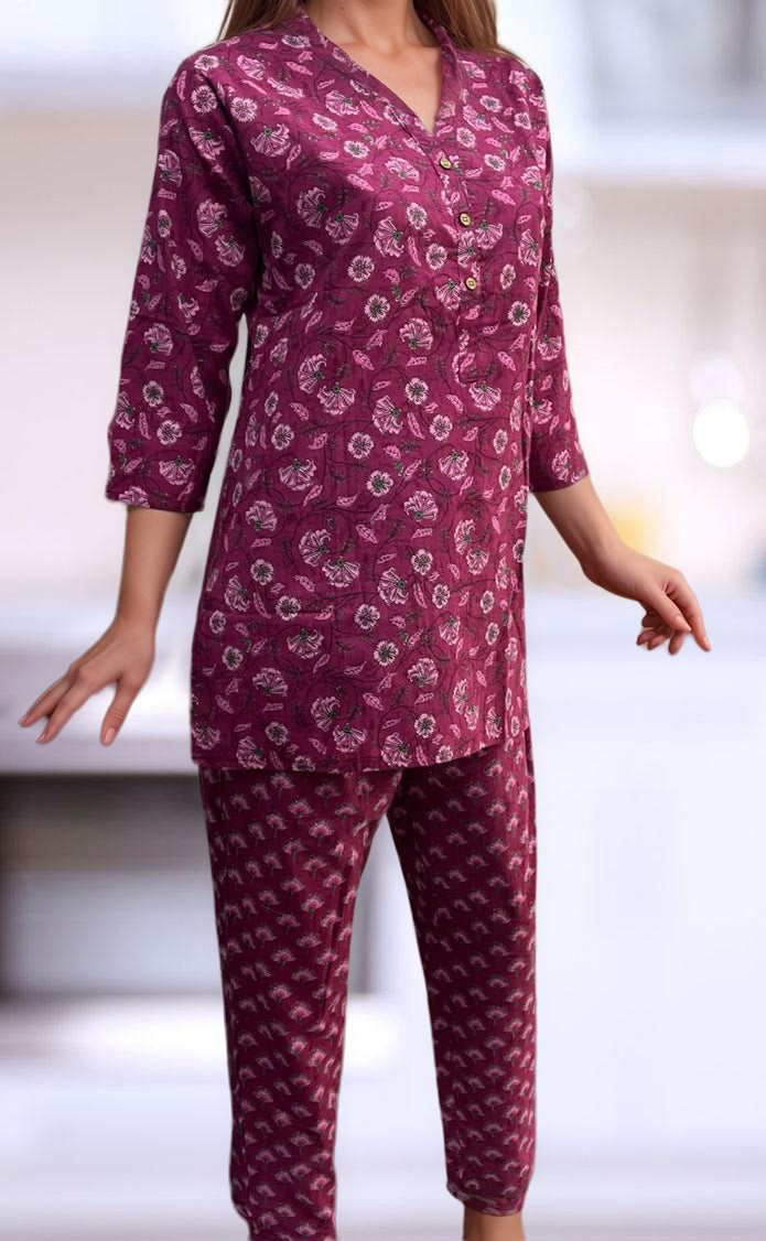 Hot Pink Floral Co-ord Set . Versatile Cotton Fabric. | Laces and Frills - Laces and Frills