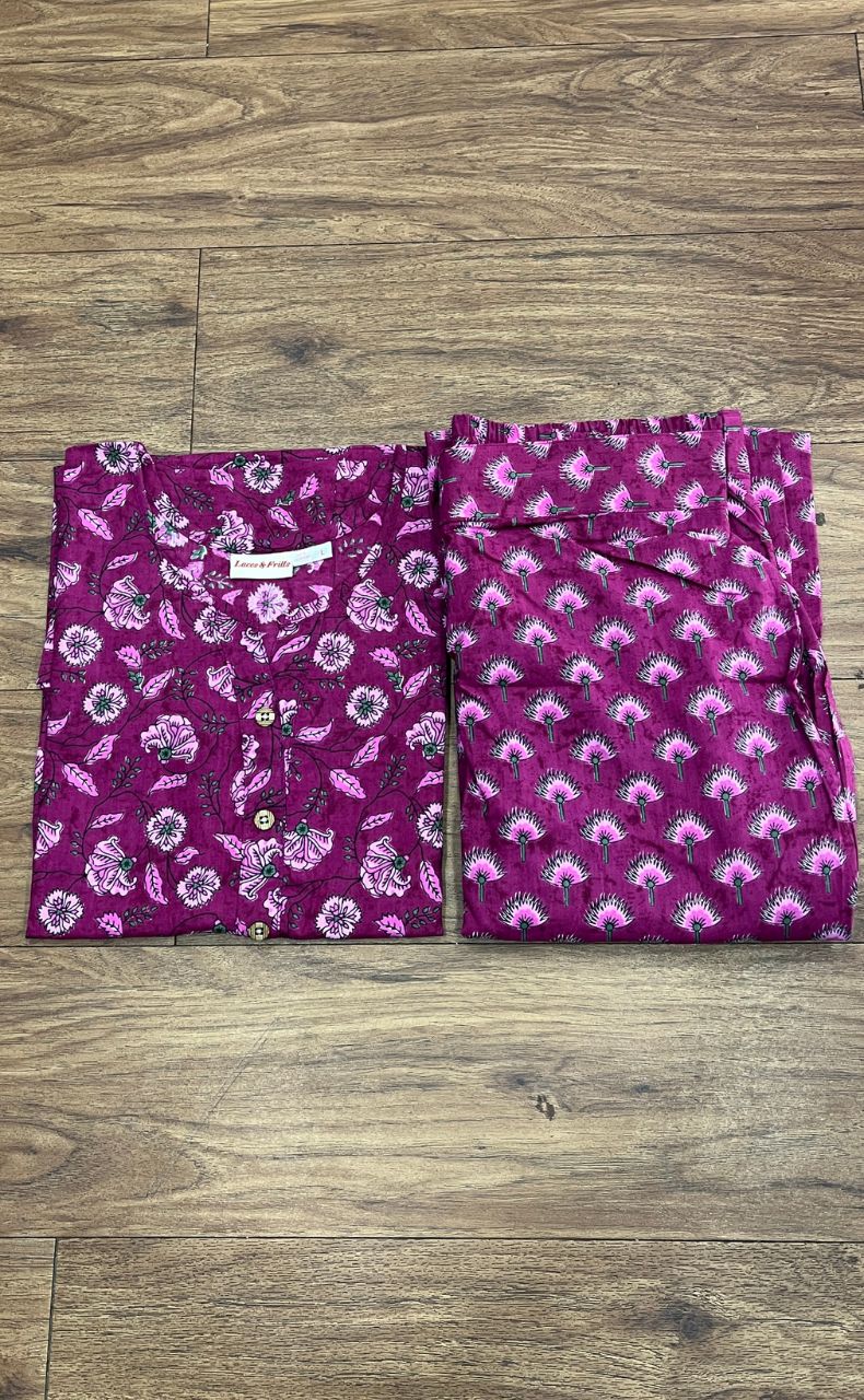 Hot Pink Floral Co-ord Set . Versatile Cotton Fabric. | Laces and Frills - Laces and Frills