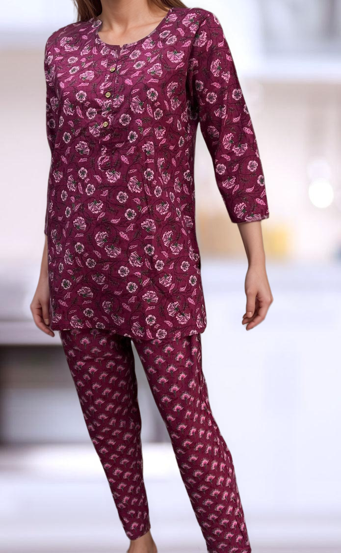 Hot Pink Floral Co-ord Set . Versatile Cotton Fabric. | Laces and Frills - Laces and Frills