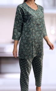 Grey Floral Co-ord Set . Versatile Cotton Fabric. | Laces and Frills - Laces and Frills