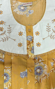 Yellow Garden Soft Crushed Nighty.Soft Breathable Fabric | Laces and Frills - Laces and Frills
