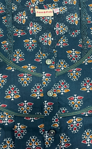 Teal Green Tiny Floral Pure Cotton Nighty. Pure Durable Cotton | Laces and Frills - Laces and Frills