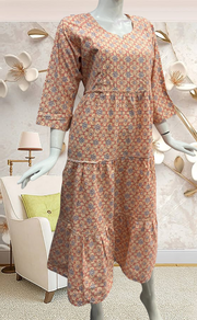 Peach/Blue Garden Pure Cotton Feeding Nursing Nighty. Pure Durable Cotton | Laces and Frills - Laces and Frills