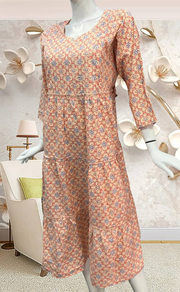 Peach/Blue Garden Pure Cotton Feeding Nursing Nighty. Pure Durable Cotton | Laces and Frills - Laces and Frills