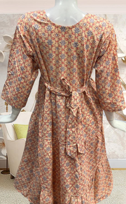 Peach/Blue Garden Pure Cotton Feeding Nursing Nighty. Pure Durable Cotton | Laces and Frills - Laces and Frills