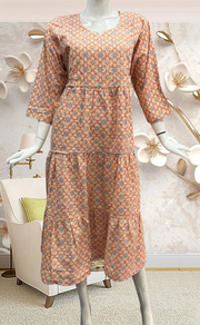 Peach/Blue Garden Pure Cotton Feeding Nursing Nighty. Pure Durable Cotton | Laces and Frills - Laces and Frills