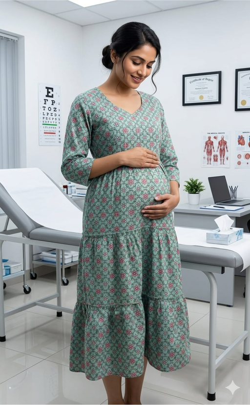 Sea Green Garden Pure Cotton Feeding Nursing Nighty . Pure Durable Cotton | Laces and Frills - Laces and Frills