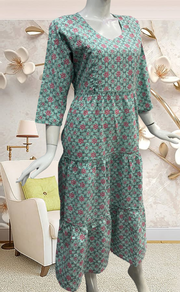 Sea Green Garden Pure Cotton Feeding Nursing Nighty . Pure Durable Cotton | Laces and Frills - Laces and Frills