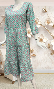 Sea Green Garden Pure Cotton Feeding Nursing Nighty . Pure Durable Cotton | Laces and Frills - Laces and Frills