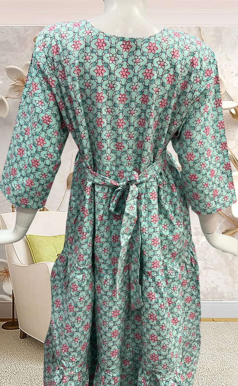 Sea Green Garden Pure Cotton Feeding Nursing Nighty . Pure Durable Cotton | Laces and Frills - Laces and Frills