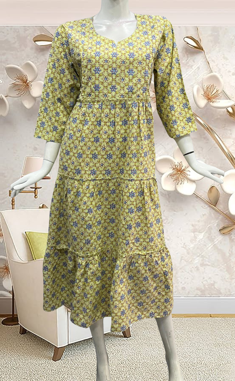 Yellow Garden Pure Cotton Feeding Nursing Nighty . Pure Durable Cotton | Laces and Frills - Laces and Frills