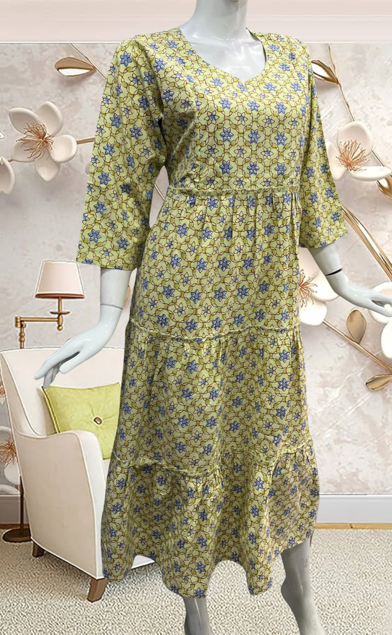 Yellow Garden Pure Cotton Feeding Nursing Nighty . Pure Durable Cotton | Laces and Frills - Laces and Frills