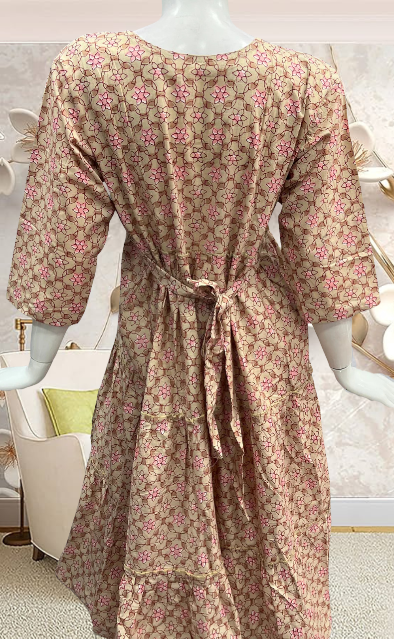 Beige Garden Pure Cotton Feeding Nursing Nighty . Pure Durable Cotton | Laces and Frills - Laces and Frills