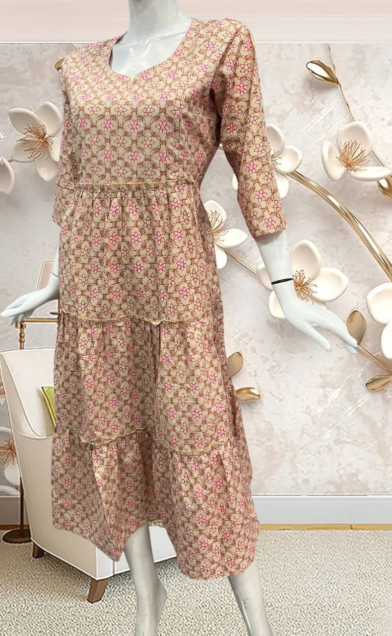 Beige Garden Pure Cotton Feeding Nursing Nighty . Pure Durable Cotton | Laces and Frills - Laces and Frills