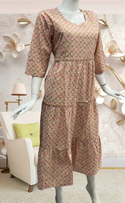 Beige Garden Pure Cotton Feeding Nursing Nighty . Pure Durable Cotton | Laces and Frills - Laces and Frills