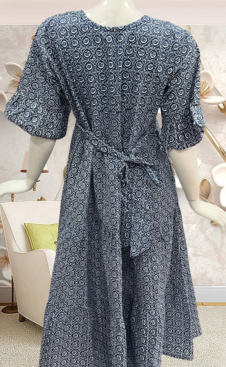 Indigo Blue Garden Pure Cotton Feeding Nursing Nighty . Pure Durable Cotton | Laces and Frills - Laces and Frills