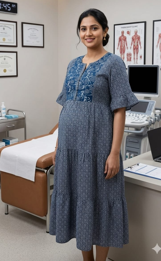 Indigo Blue Garden Pure Cotton Feeding Nursing Nighty . Pure Durable Cotton | Laces and Frills - Laces and Frills