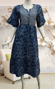 Indigo Blue Garden Pure Cotton Feeding Nursing Nighty . Pure Durable Cotton | Laces and Frills - Laces and Frills