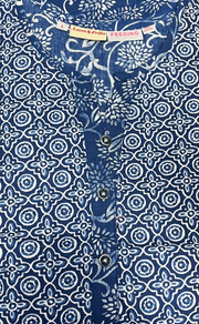 Indigo Blue Garden Pure Cotton Feeding Nursing Nighty . Pure Durable Cotton | Laces and Frills - Laces and Frills