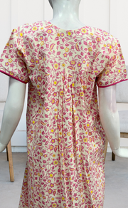 Pink Tiny Floral Pure Cotton Nighty. Pure Durable Cotton | Laces and Frills - Laces and Frills