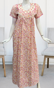 Pink Tiny Floral Pure Cotton Nighty. Pure Durable Cotton | Laces and Frills - Laces and Frills