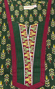 Green Leafy Pure Cotton Nighty. Pure Durable Cotton | Laces and Frills - Laces and Frills