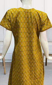 Mustard Leafy Pure Cotton Nighty. Pure Durable Cotton | Laces and Frills - Laces and Frills