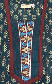 Teal Blue Leafy Pure Cotton Nighty. Pure Durable Cotton | Laces and Frills - Laces and Frills