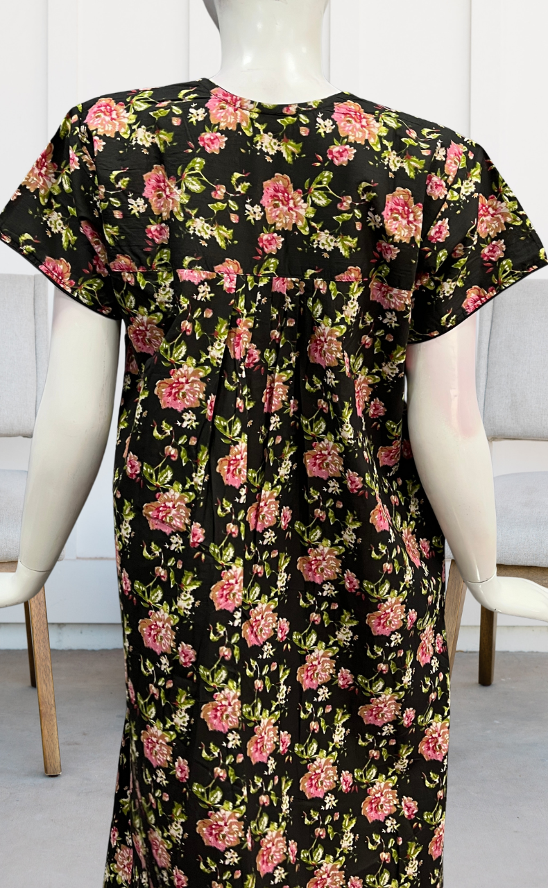 Black Garden Pure Cotton Nighty. Pure Durable Cotton | Laces and Frills - Laces and Frills