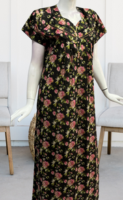 Black Garden Pure Cotton Nighty. Pure Durable Cotton | Laces and Frills - Laces and Frills