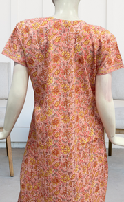 Peach Floral Pure Cotton Nighty. Pure Durable Cotton | Laces and Frills - Laces and Frills