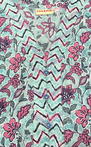 Sea Green Floral Pure Cotton Nighty. Pure Durable Cotton | Laces and Frills - Laces and Frills