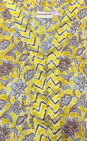 Yellow Floral Pure Cotton Nighty. Pure Durable Cotton | Laces and Frills - Laces and Frills