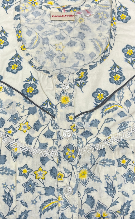 Grey Tiny Flora Pure Cotton Feeding Nursing Nighty. Pure Durable Cotton | Laces and Frills - Laces and Frills