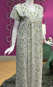 Grey Tiny Flora Pure Cotton Feeding Nursing Nighty. Pure Durable Cotton | Laces and Frills - Laces and Frills