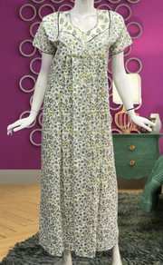 Grey Tiny Flora Pure Cotton Feeding Nursing Nighty. Pure Durable Cotton | Laces and Frills - Laces and Frills