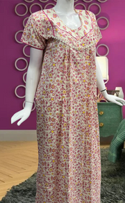 Pink Tiny Flora Pure Cotton Feeding Nursing Nighty. Pure Durable Cotton | Laces and Frills - Laces and Frills