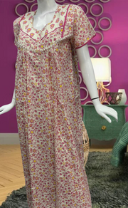 Pink Tiny Flora Pure Cotton Feeding Nursing Nighty. Pure Durable Cotton | Laces and Frills - Laces and Frills