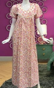 Pink Tiny Flora Pure Cotton Feeding Nursing Nighty. Pure Durable Cotton | Laces and Frills - Laces and Frills