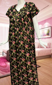 Black Garden Pure Cotton Feeding Nursing Nighty. Pure Durable Cotton | Laces and Frills - Laces and Frills