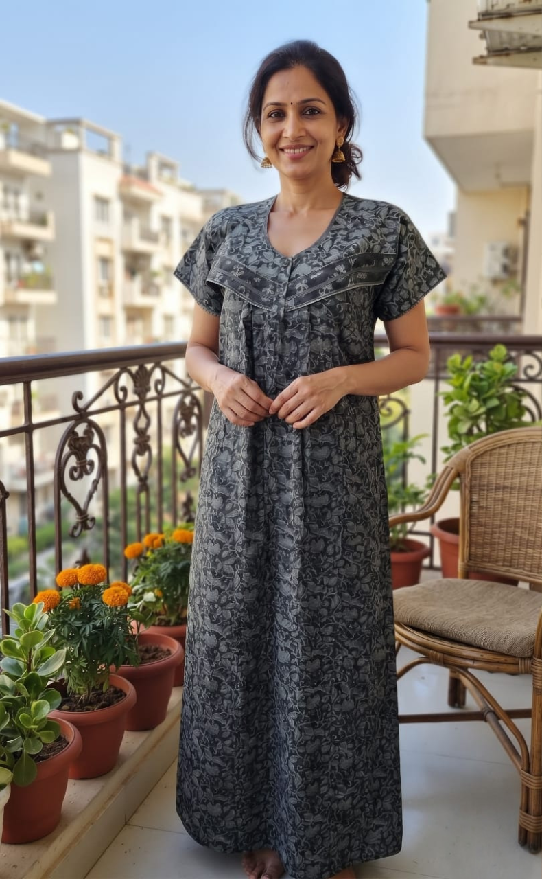 Grey Garden Pure Cotton Nighty. Pure Durable Cotton | Laces and Frills
