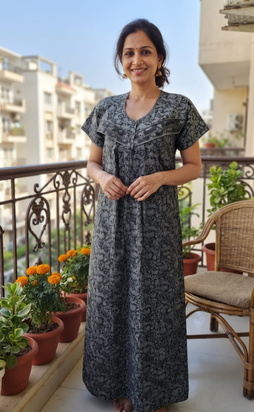 Grey Garden Pure Cotton Nighty. Pure Durable Cotton | Laces and Frills - Laces and Frills