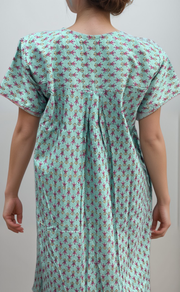 Sea Green Floral Pure Cotton Nighty. Pure Durable Cotton | Laces and Frills - Laces and Frills