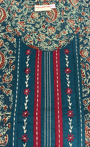 Teal Blue Floral Garden Pure Cotton Nighty. Pure Durable Cotton | Laces and Frills - Laces and Frills