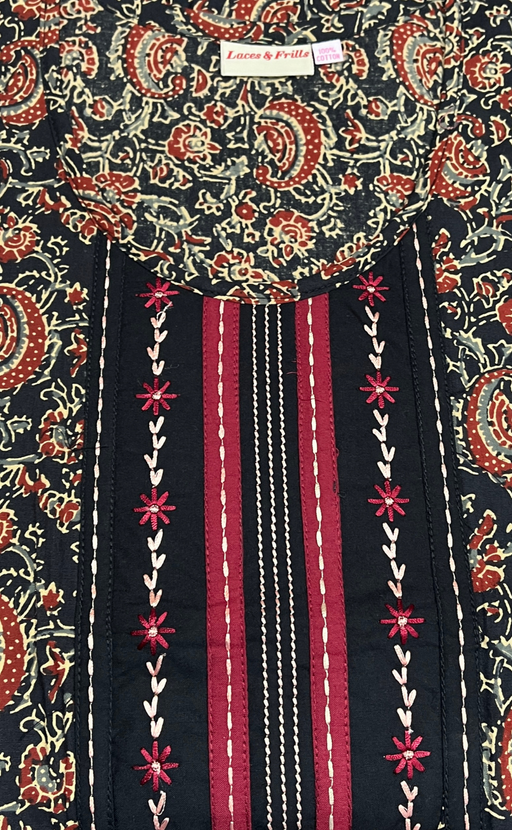 Black Floral Garden Pure Cotton Nighty. Pure Durable Cotton | Laces and Frills - Laces and Frills