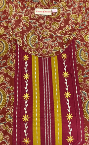 Maroon Floral Garden Pure Cotton Nighty. Pure Durable Cotton | Laces and Frills - Laces and Frills
