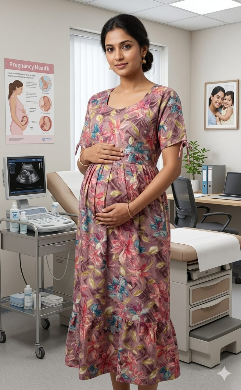 English Pink Garden Soft Cotton Feeding Nursing Nighty. Soft Breathable Fabric | Laces and Frills - Laces and Frills