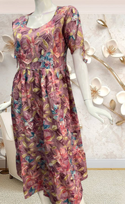 English Pink Garden Soft Cotton Feeding Nursing Nighty. Soft Breathable Fabric | Laces and Frills - Laces and Frills