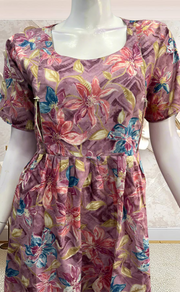 English Pink Garden Soft Cotton Feeding Nursing Nighty. Soft Breathable Fabric | Laces and Frills - Laces and Frills